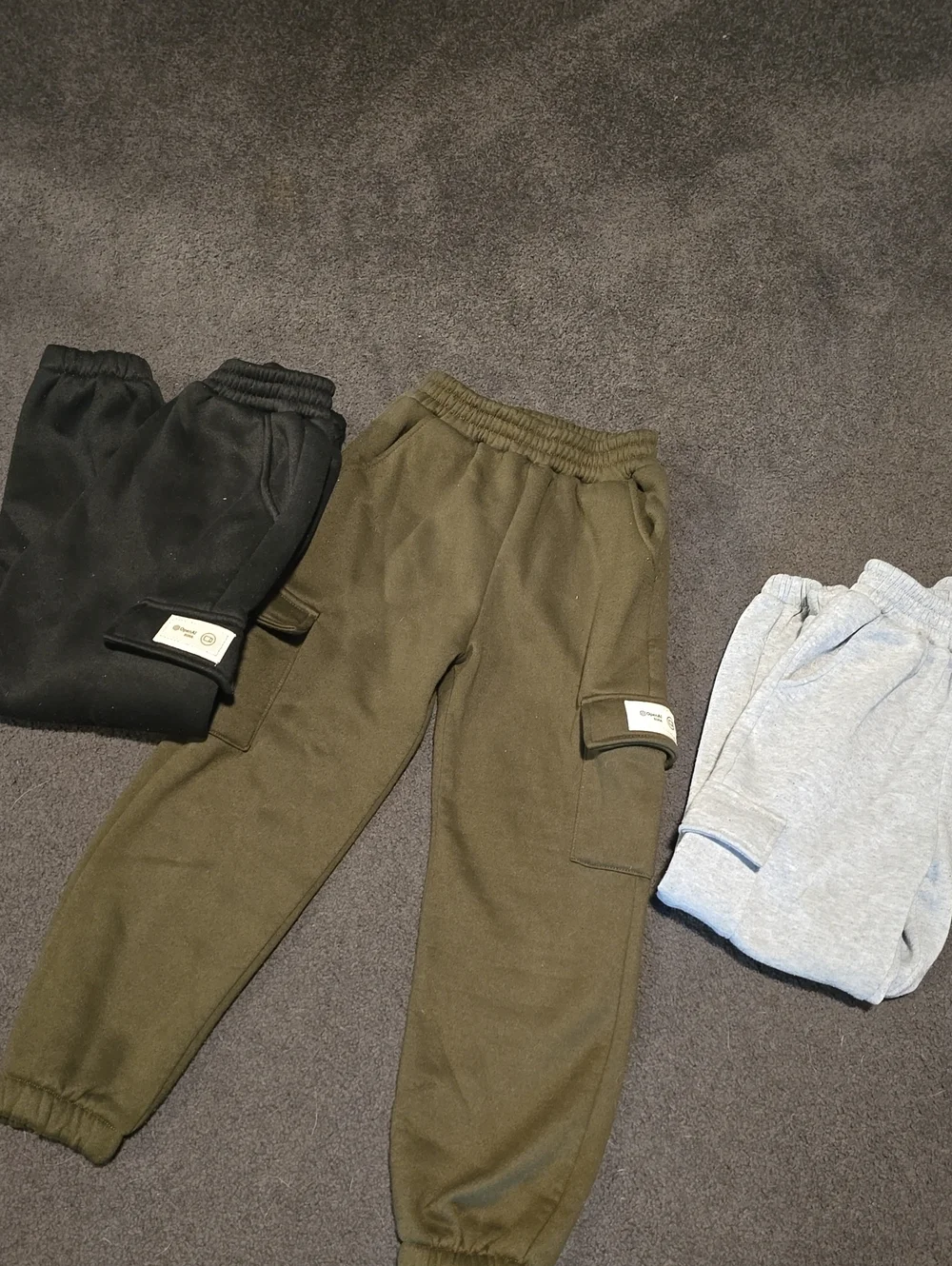 Kids Olive Cargo Joggers with Pocket Patch